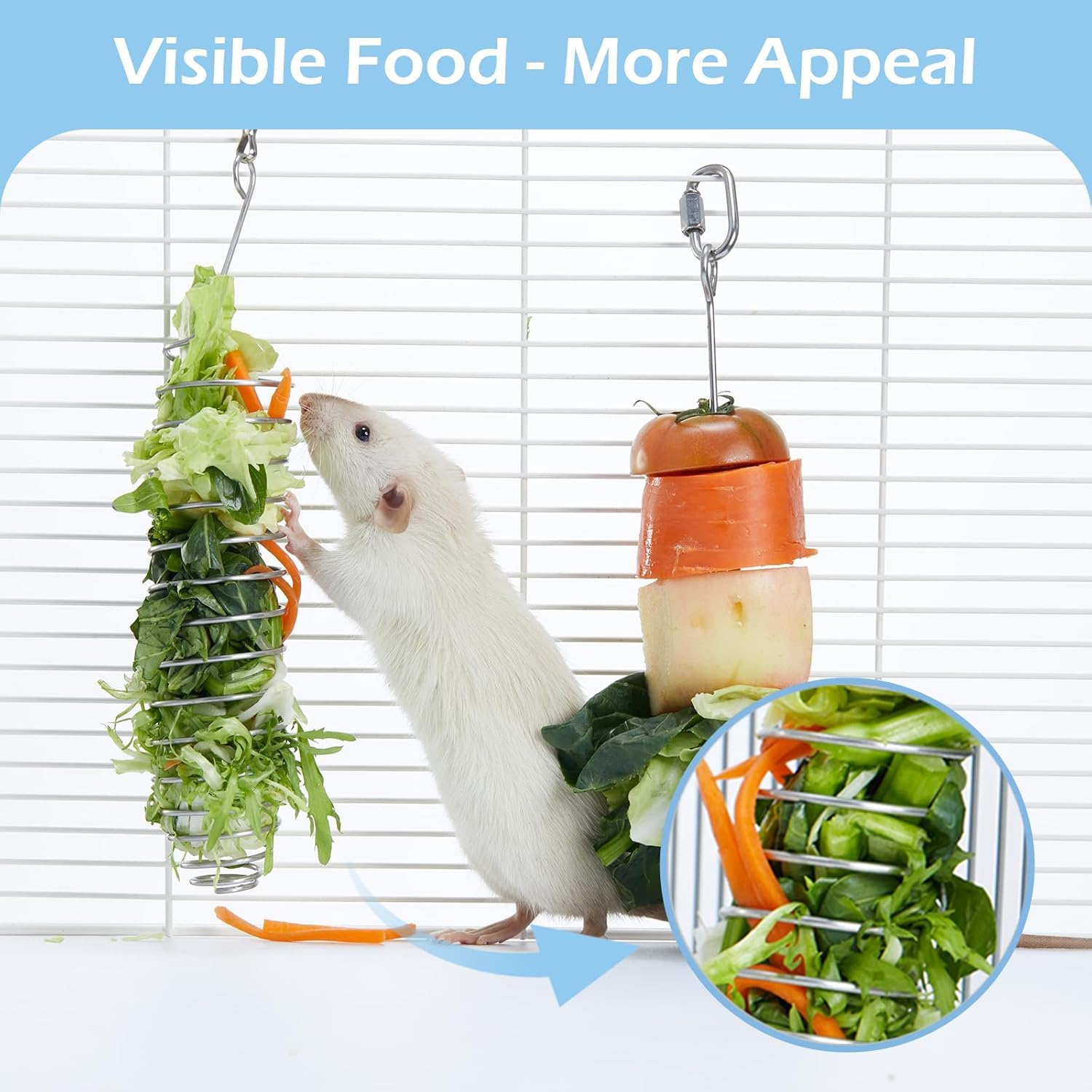 Jevnd 2Pcs Rat Enrichment Toys, 304 Stainless Steel Rat Foraging Toy For Fruit Vegetable Holder, Fancy Mice Cage Accessories Puz